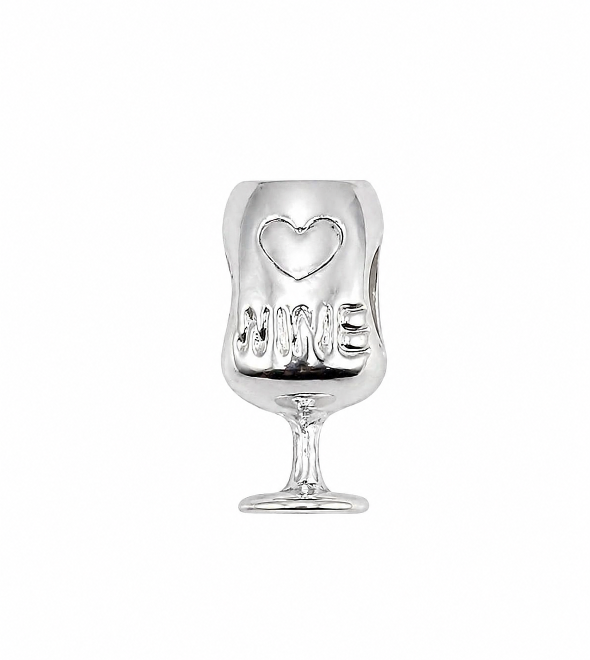 Berloque Taça de Vinho Wine Prateado