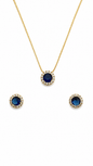 Conjunto Azul Safira Colar e Brincos Banhado