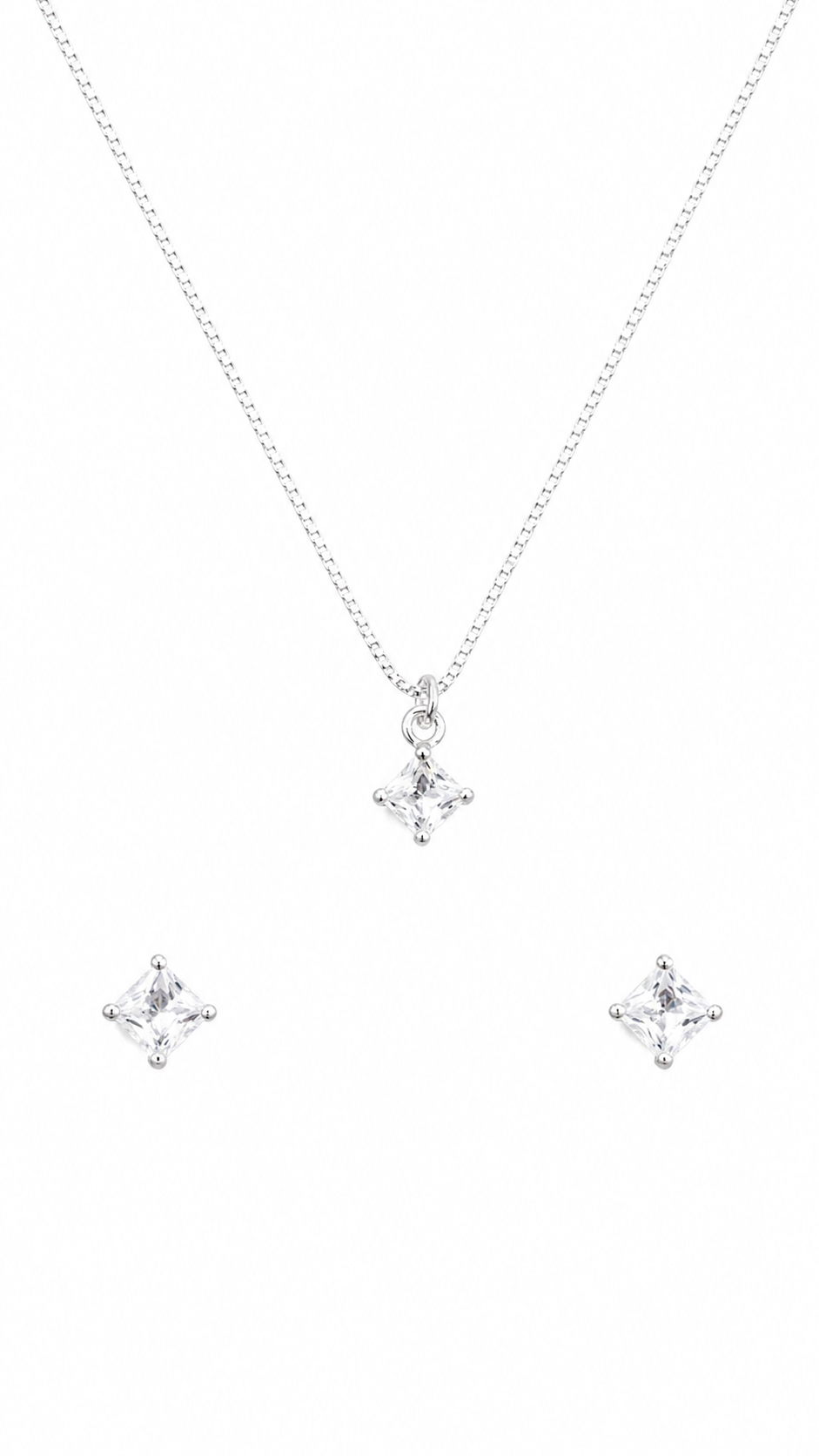 Conjunto Princess Cut Colar e Brincos Banhado