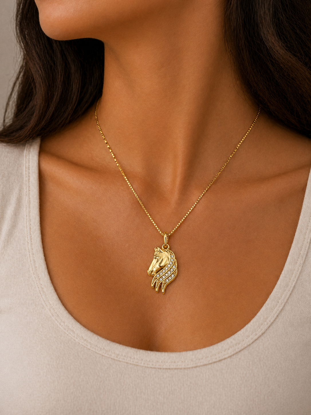 Colar Pingente Cavalo Dourado