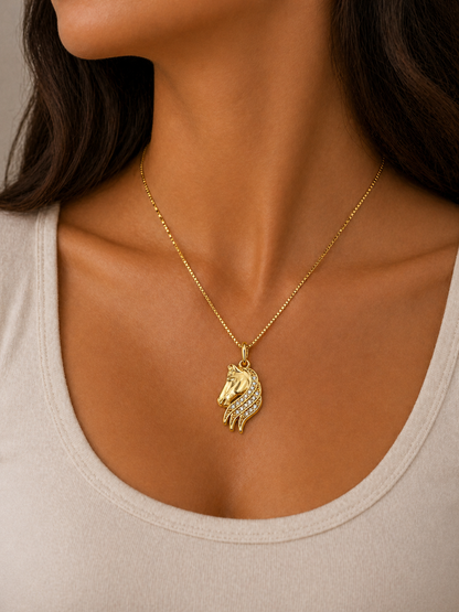 Colar Pingente Cavalo Dourado