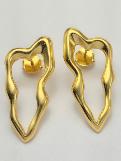 Brinco Coração Orgânico Dourado
