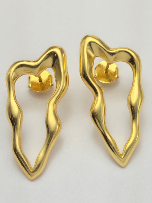 Brinco Coração Orgânico Dourado