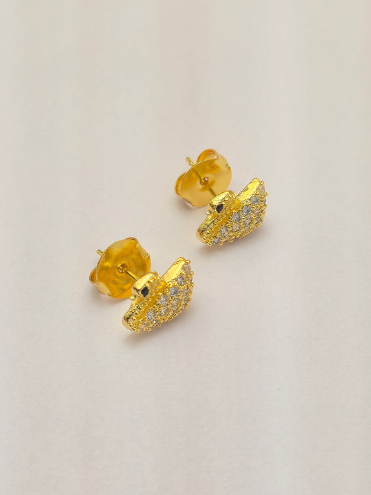 Brinco Cisne Cravejado Dourado
