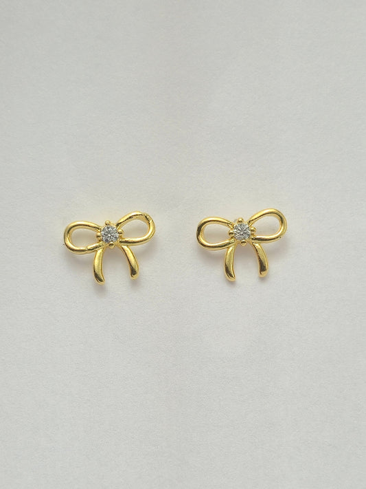 Brinco Laço Dourado com Zircônia