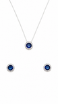 Conjunto Azul Safira Colar e Brincos Banhado