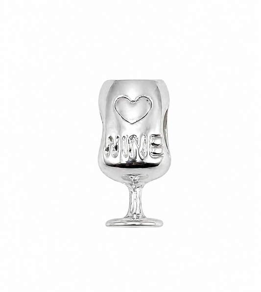 Berloque Taça de Vinho Wine Prateado
