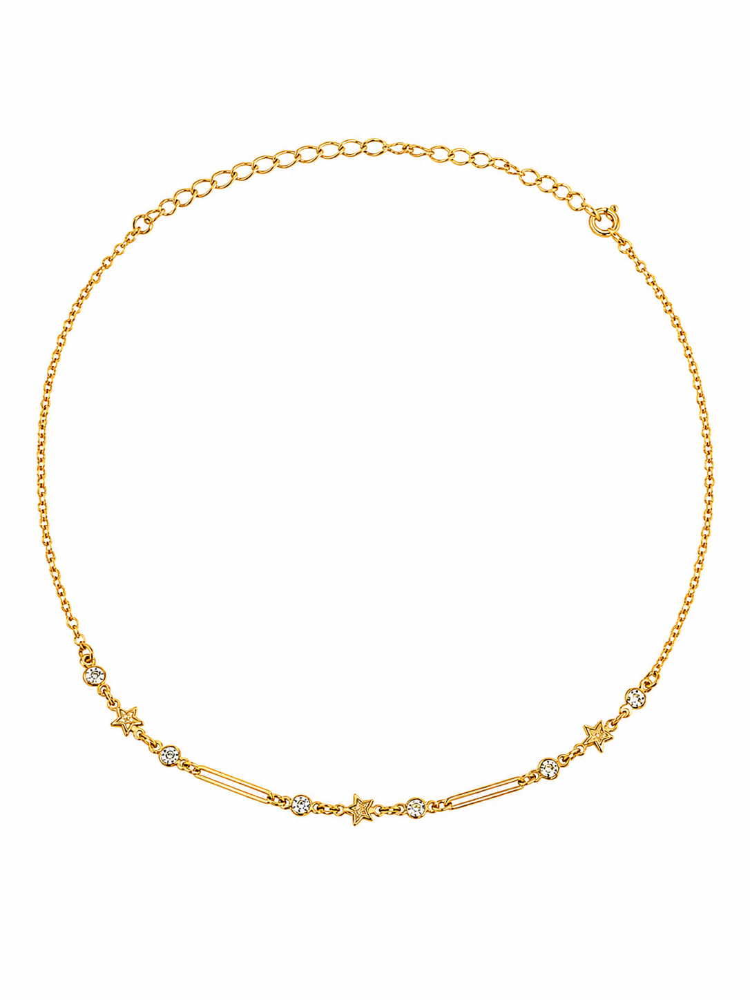 Colar Estrelas e Zircônias Banhado a Ouro