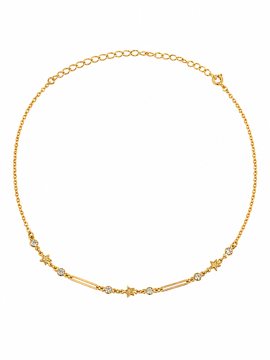 Colar Estrelas e Zircônias Banhado a Ouro