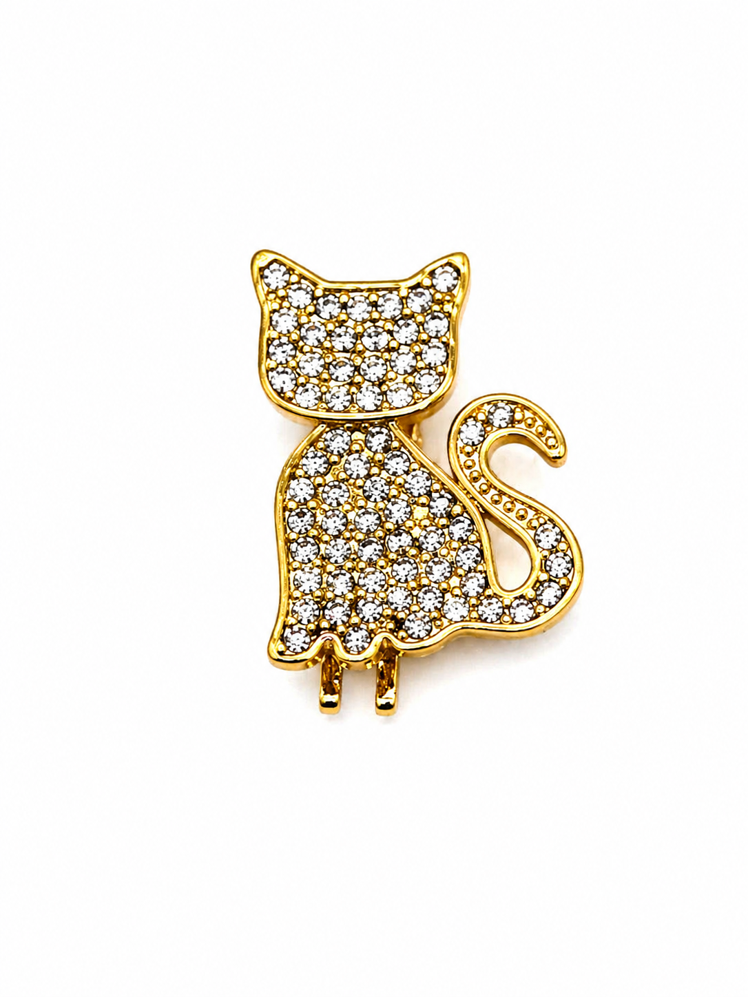 Pingente Gatinho Cravejado Pavê Dourado