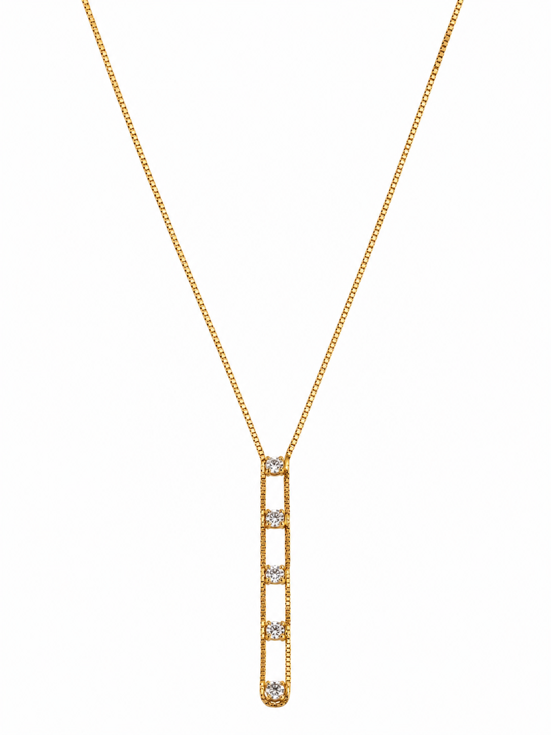 Colar Barra Vertical Zircônias Banhado a Ouro