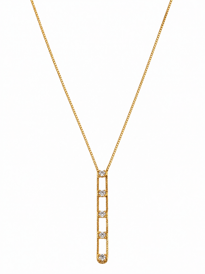 Colar Barra Vertical Zircônias Banhado a Ouro