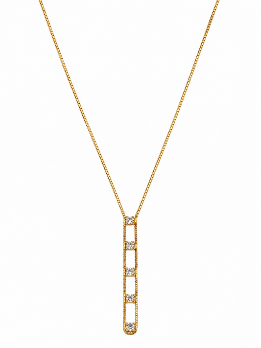 Colar Barra Vertical Zircônias Banhado a Ouro