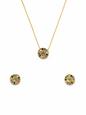 Conjunto Colar e Brincos Redondo Colorido Banhado a Ouro