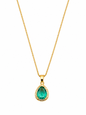 Colar Gota Verde Esmeralda Banhado a Ouro