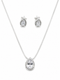 Conjunto Gota Halo Zircônias Colar e Brincos Banhado