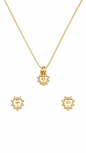 Conjunto Cruz Colar e Brincos Banhado a Ouro