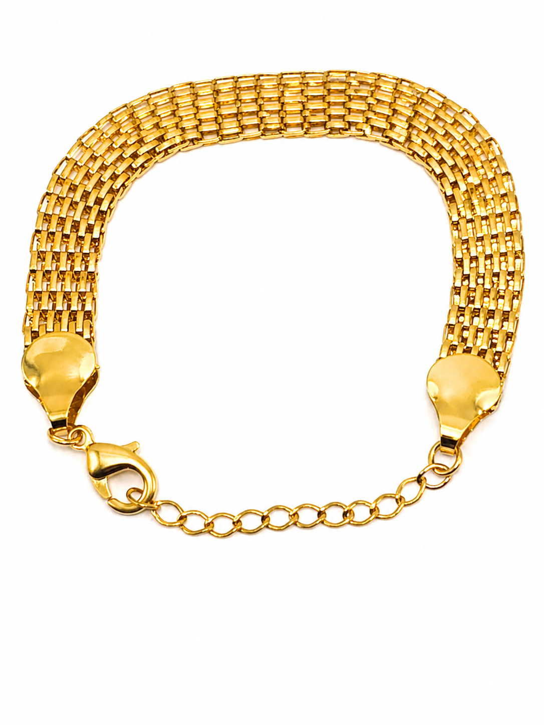 Pulseira Bracelete Malha Larga Banhada Fecho Lagosta