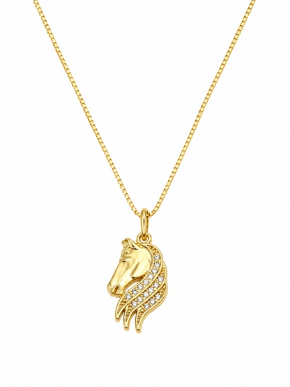 Colar Pingente Cavalo Dourado