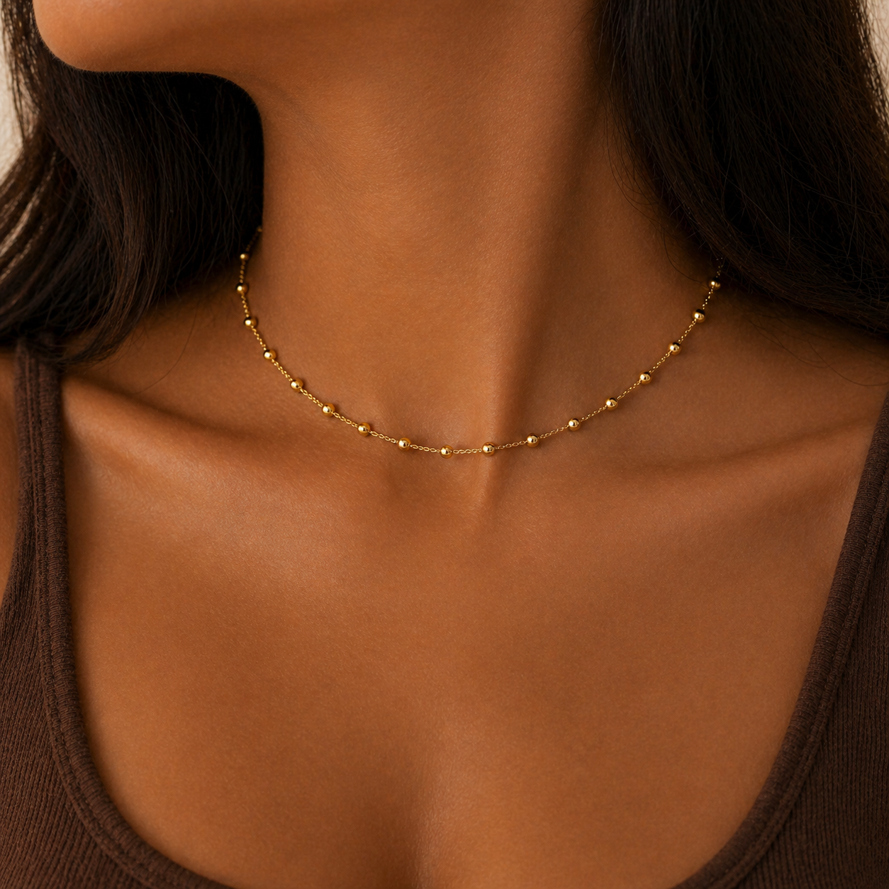 Colar Bolinhas Banhado a Ouro