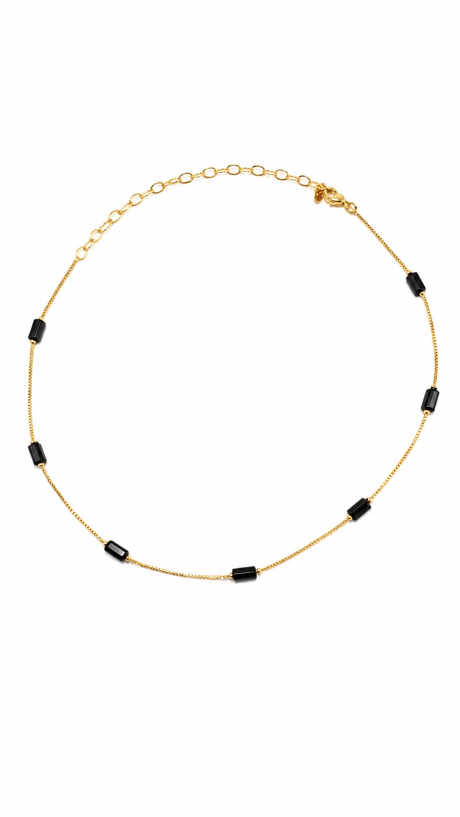 Colar Pedras Negras Banhado a Ouro