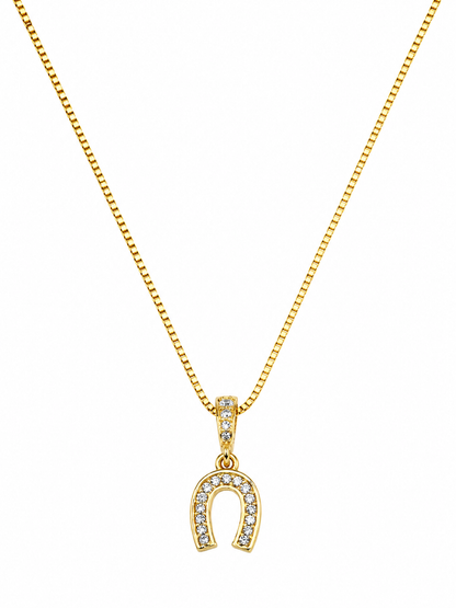 Colar Pingente Ferradura Dourado