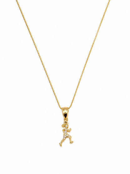 Colar Corredora Zircônias Banhado a Ouro