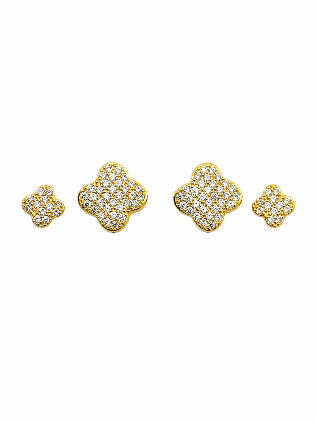 Brinco Trevo Cravejado Pavê Dourado